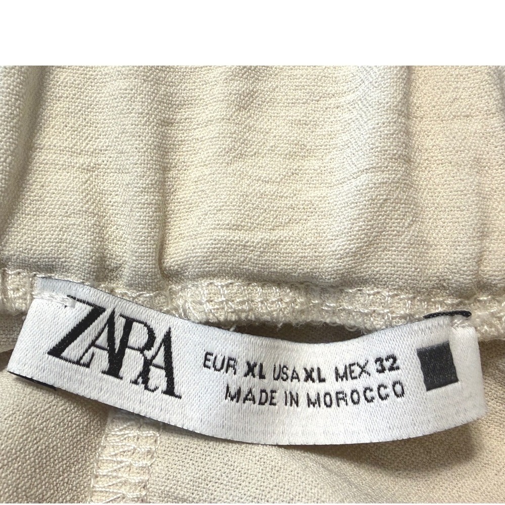 ZARA Beige Wrap Style Palazzo Wide Leg Pants XL Resortwear Party Vacation 101-02 - Picture 4 of 13